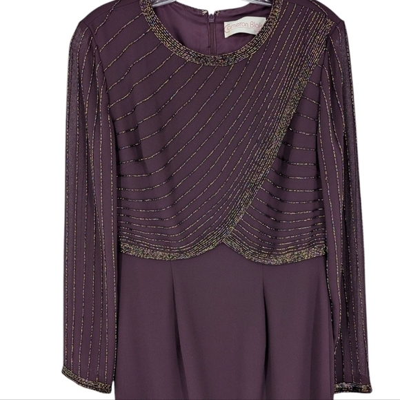 Cameron Blake by Mon Cheri Formal Dress Beaded Mother of the Bride Long Sleeve - Picture 2 of 9